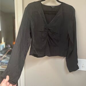 Madewell Black Ruched Front Top Size 2 🖤 Brushed Soft Minimalist
